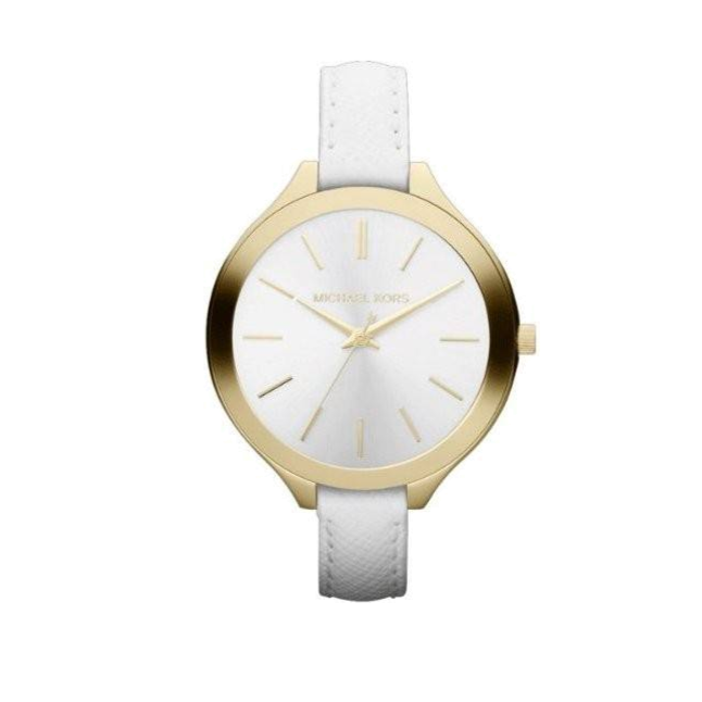 Michael Kors Slim Runway White Dial White Leather Strap Watch For Women - MK2273 Authentic Buy Shop Now