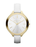 Michael Kors Slim Runway White Dial White Leather Strap Watch For Women - MK2273 Authentic Buy Shop Now