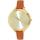 Michael Kors Runway Quartz Gold Dial Orange Leather Strap Watch For Women - MK2275 Authentic Buy Shop Now