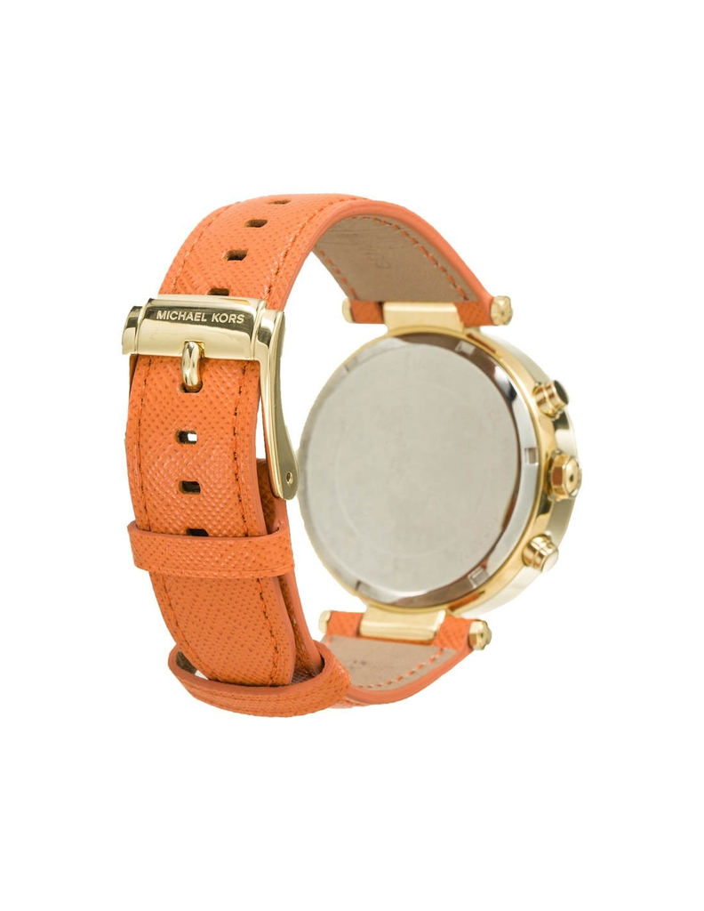 Michael Kors Parker Champagne Dial Orange Leather Strap Watch for Women - MK2279 Authentic Buy Shop Now