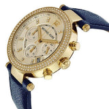 Michael Kors Parker Gold Dial Blue Leather Strap Watch for Women - MK2280 Authentic Buy Shop Now