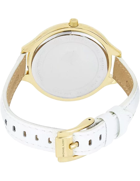Michael Kors Slim Runway Quartz Gold Dial White Leather Strap Watch For Women - MK2389 Authentic Buy Shop Now