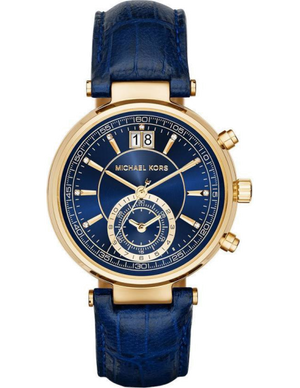 Michael Kors Sawyer Blue Dial Blue Leather Strap Watch for Women - MK2425 Authentic Buy Shop Now
