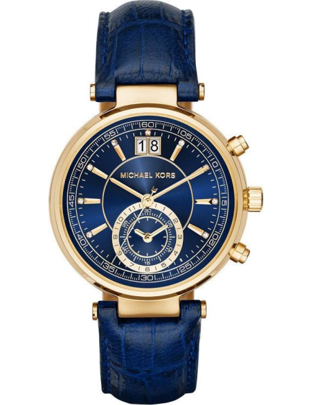 Michael Kors Sawyer Blue Dial Blue Leather Strap Watch for Women - MK2425 Authentic Buy Shop Now