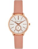 Michael Kors Petite Portia Silver Dial Pink Rubber Strap Watch For Women - MK2735 Authentic Buy Shop Now