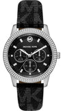 Michael Kors Tibby Chronograph Black Dial Black Leather Strap Watch For Women - MK2976 Authentic Buy Shop Now