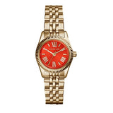 Michael Kors Lexington Quartz Orange Dial Gold Steel Strap Watch For Women - MK3284 Authentic Buy Shop Now