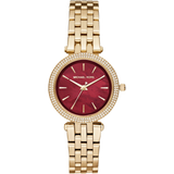 Michael Kors Darci Quartz Mother of Pearl Red Dial Gold Steel Strap Watch For Women - MK3583 Authentic Buy Shop Now