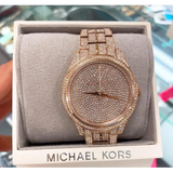 Michael Kors Lauryn Crystals Rose Gold Dial Rose Gold Steel Strap Watch For Women - MK3931 Authentic Buy Shop Now