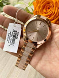 Michael Kors Slim Runway Rose Gold Dial Two Tone Steel Strap Watch for Women - MK4294 Authentic Buy Shop Now