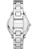 Michael Kors Liliane Three Hand Mother of Pearl White Dial Silver Steel Strap Watch For Women - MK4556 Authentic Buy Shop Now