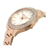 Michael Kors Lilane Three Hand Mother of Pearl White Dial Rose Gold Steel Strap Watch For Women - MK4557 Authentic Buy Shop Now