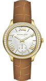 Michael Kors Sage Three-Hand Mother of Pearl White Dial Brown Leather Strap Watch for Women - MK4819 Authentic Buy Shop Now