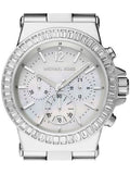 Michael Kors Dylan Glitz Chronograph White Dial Silver Steel Strap Watch For Women - MK5411 Authentic Buy Shop Now