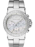 Michael Kors Dylan Glitz Chronograph White Dial Silver Steel Strap Watch For Women - MK5411 Authentic Buy Shop Now