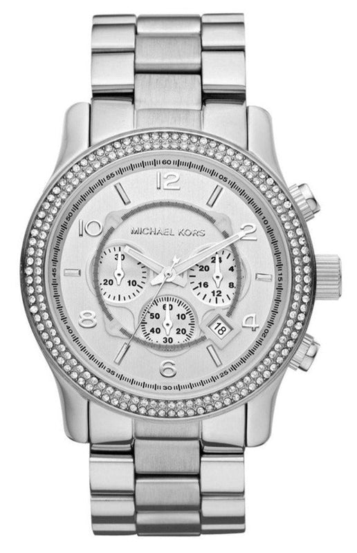 Michael Kors Runway Chronograph Quartz Silver Dial Silver Steel Strap Watch For Women - MK5574 Authentic Buy Shop Now