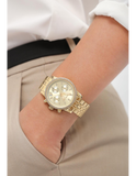 Michael Kors Runway Chronograph Gold Dial Gold Steel Strap Watch For Women - MK5698 Authentic Buy Shop Now