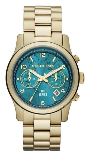 Michael Kors Runway Hunger Stop100 Series Blue Dial Gold Steel Strap Watch for Women - MK5815 Authentic Buy Shop Now