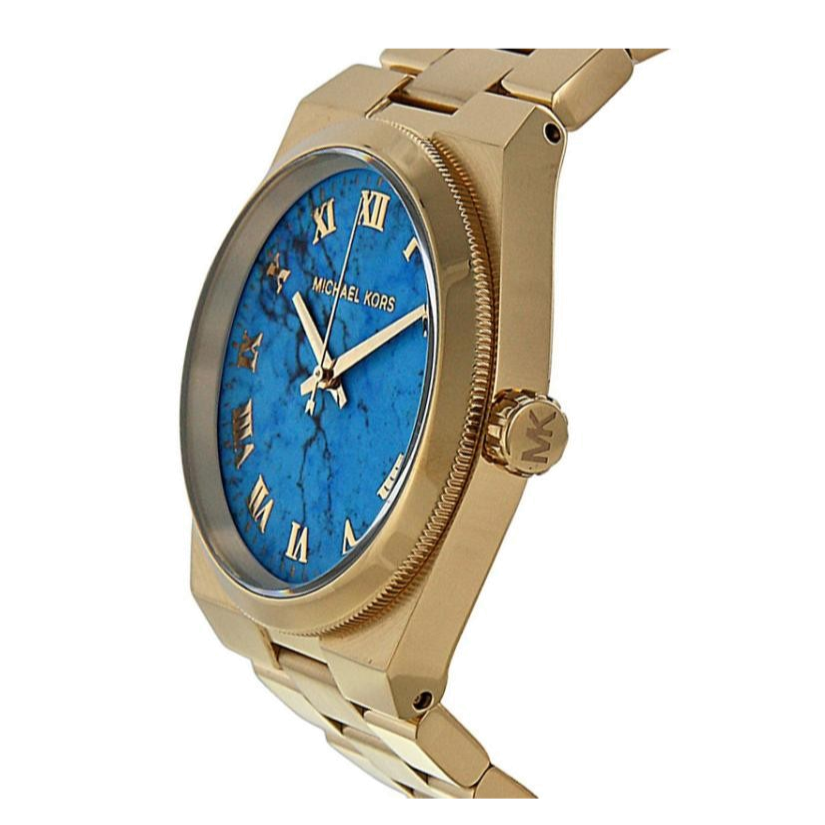 Michael Kors Channing Turquoise Dial Gold Steel Strap Watch For Women - MK5894 Authentic Buy Shop Now