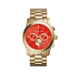 Michael Kors Runway Quartz Orange Dial Gold Steel Strap Watch For Women - MK5930 Authentic Buy Shop Now