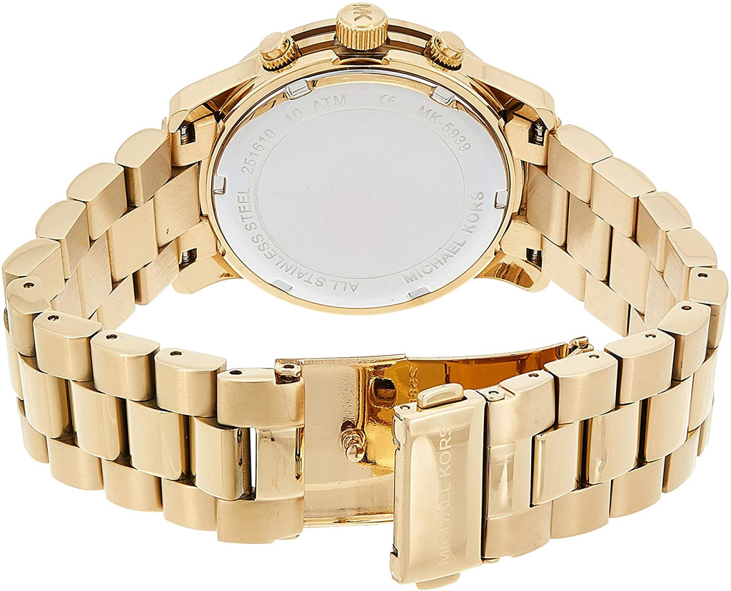 Michael Kors Runway Quartz Orange Dial Gold Steel Strap Watch For Women - MK5930 Authentic Buy Shop Now