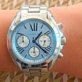 Michael Kors Bradshaw Chronograph Blue Dial Silver Steel Strap Watch For Women - MK6098 Authentic Buy Shop Now