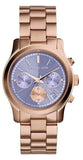 Michael Kors Runway Chronograph Purple Dial Rose Gold Steel Strap Watch For Women - MK6163 Authentic Buy Shop Now