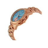 Michael Kors Runway Chronograph Turquoise Dial Rose Gold Steel Strap Watch For Women - MK6164 Authentic Buy Shop Now