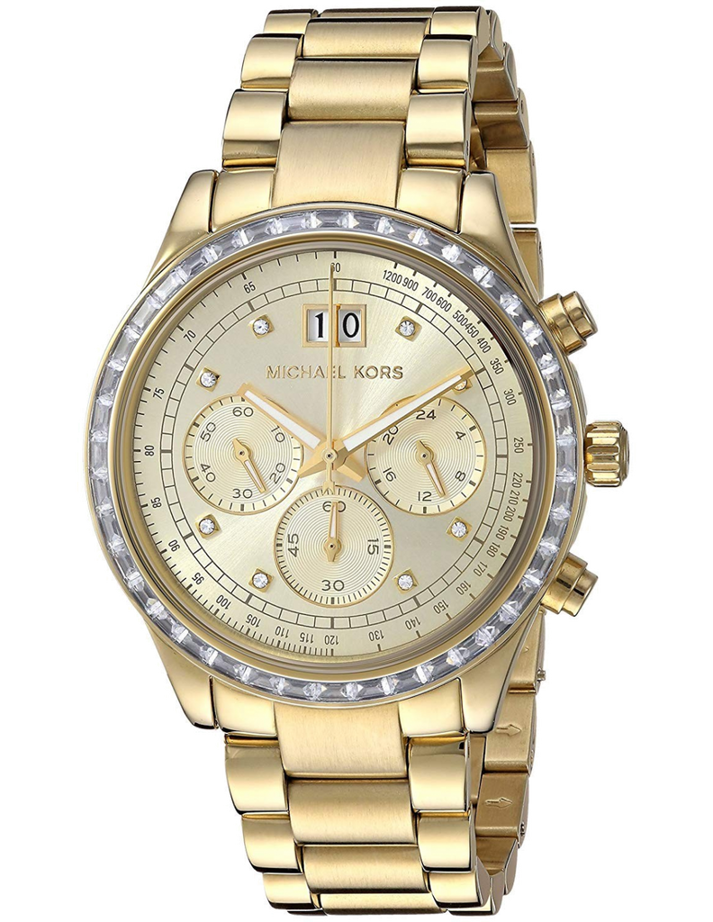 Michael Kors Brinkley Diamonds Gold Dial Gold Steel Strap Watch for Women - MK6187 Authentic Buy Shop Now