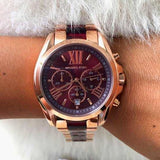 Michael Kors Bradshaw Burgundy Dial Two Tone Steel Strap Watch for Women - MK6270 Authentic Buy Shop Now