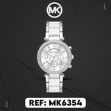 Michael Kors Parker Chronograph Silver Dial Silver Steel Strap Watch For Women - MK6354 Authentic Buy Shop Now
