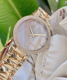 Michael Kors Parker Gold Mother of Pearl Dial Gold Steel Strap Watch for Women - MK6425 Authentic Buy Shop Now
