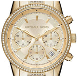 Michael Kors Ritz Chronograph Gold Dial Gold Steel Strap Watch For Women - MK6484 Authentic Buy Shop Now