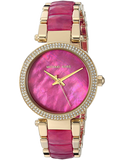 Michael Kors Parker Pink Mother of Pearl Dial Two Tone Steel Strap Watch for Women - MK6490 Authentic Buy Shop Now
