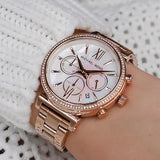 Michael Kors Sofie Chronograph Mother of Pearl White Dial Rose Gold Steel Strap Watch For Women - MK6576 Authentic Buy Shop Now