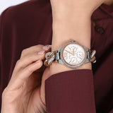Michael Kors Camille Pavé Chronograph Silver Dial Two Tone Steel Strap Watch for Women - MK6843 Authentic Buy Shop Now