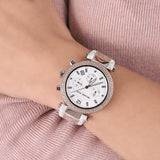 Michael Kors Parker Chronograph White Dial Two Tone Leather Strap Watch For Women - MK6950 Authentic Buy Shop Now