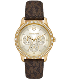 Michael Kors Tibby Multifunction Gold Dial Brown Leather Strap Watch For Women - MK6966 Authentic Buy Shop Now