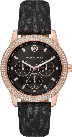 Michael Kors Tibby Multifunction Black Dial Black Leather Strap Watch For Women - MK6968 Authentic Buy Shop Now