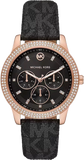 Michael Kors Tibby Multifunction Black Dial Black Leather Strap Watch For Women - MK6968 Authentic Buy Shop Now