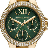 Michael Kors Camille Multifunction Green Dial Gold Steel Strap Watch For Women - MK6981 Authentic Buy Shop Now