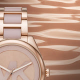 Michael Kors Janelle Three Hand Rose Gold Dial Two Tone Steel Strap Watch For Women - MK7135 Authentic Buy Shop Now