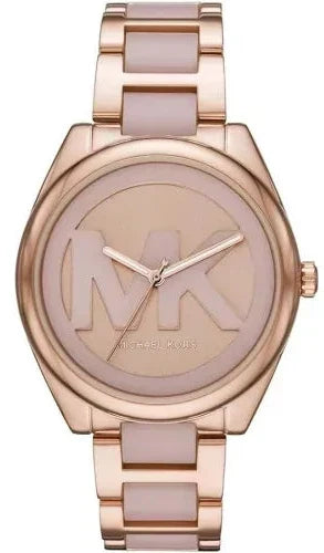 Michael Kors Janelle Three Hand Rose Gold Dial Two Tone Steel Strap Watch For Women - MK7135 Authentic Buy Shop Now
