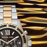 Michael Kors Everest Chronograph Black Dial Two Tone Steel Strap Watch For Women - MK7209 Authentic Buy Shop Now