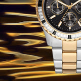 Michael Kors Everest Chronograph Black Dial Two Tone Steel Strap Watch For Women - MK7209 Authentic Buy Shop Now