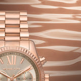 Michael Kors Lexington Chronograph Grey Dial Rose Gold Steel Strap Watch For Women - MK7217 Authentic Buy Shop Now