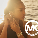 Michael Kors Lennox Three Hand Gold Dial Gold Steel Strap Watch For Women - MK7229 Authentic Buy Shop Now