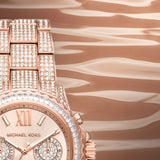Michael Kors Everest Chronograph Crystals Rose Gold Dial Rose Gold Steel Strap Watch For Women - MK7235 Authentic Buy Shop Now