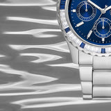 Michael Kors Everest Chronograph Blue Dial Silver Steel Strap Watch For Women - MK7237 Authentic Buy Shop Now