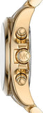 Michael Kors Bradshaw Chronograph Green Dial Gold Steel Strap Watch For Women - MK7257 Authentic Buy Shop Now